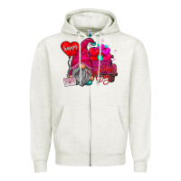 Oatmeal Heather happy valentine's day Zipper Hoodie - CowhideDigitalArt