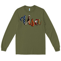 Army Green usa calligraphy Long Sleeve Tee - Jasminsmagicworld