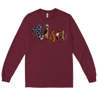 Burgundy usa calligraphy Long Sleeve Tee - Jasminsmagicworld
