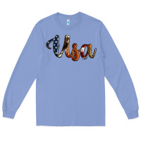 Colony Blue usa calligraphy Long Sleeve Tee - Jasminsmagicworld