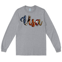 Heather Grey usa calligraphy Long Sleeve Tee - Jasminsmagicworld