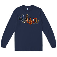 Navy usa calligraphy Long Sleeve Tee - Jasminsmagicworld