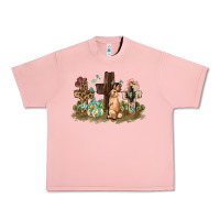 Salmon Western rabbit bunny with crosses Easter Day Urban Heavy Tee - HowdyJamesFarm