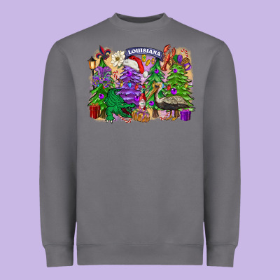 Christmas Louisiana Mardi Gras Trees Heavyweight Sweatshirt Designed By Fadigitalartstudio