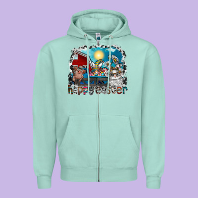 Happy Easter Zipper Hoodie Designed By Cowhidedigitalart