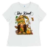 White bee kind gnome Ladies Tee - BarkalooDesign