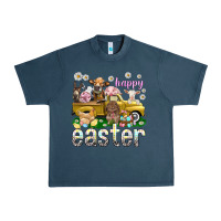 Midnight Navy Happy Easter truck with farm animals Easter Day Urban Heavy Tee - HowdyJamesFarm