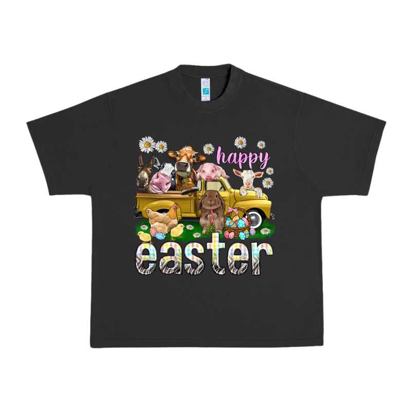 Happy Easter Truck With Farm Animals Easter Day Urban Heavy Tee by HowdyJamesFarm | Teevron