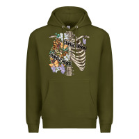 Army Green inhale peace exhale chaos chest Premium Hoodie - FaDigitalArtStudio