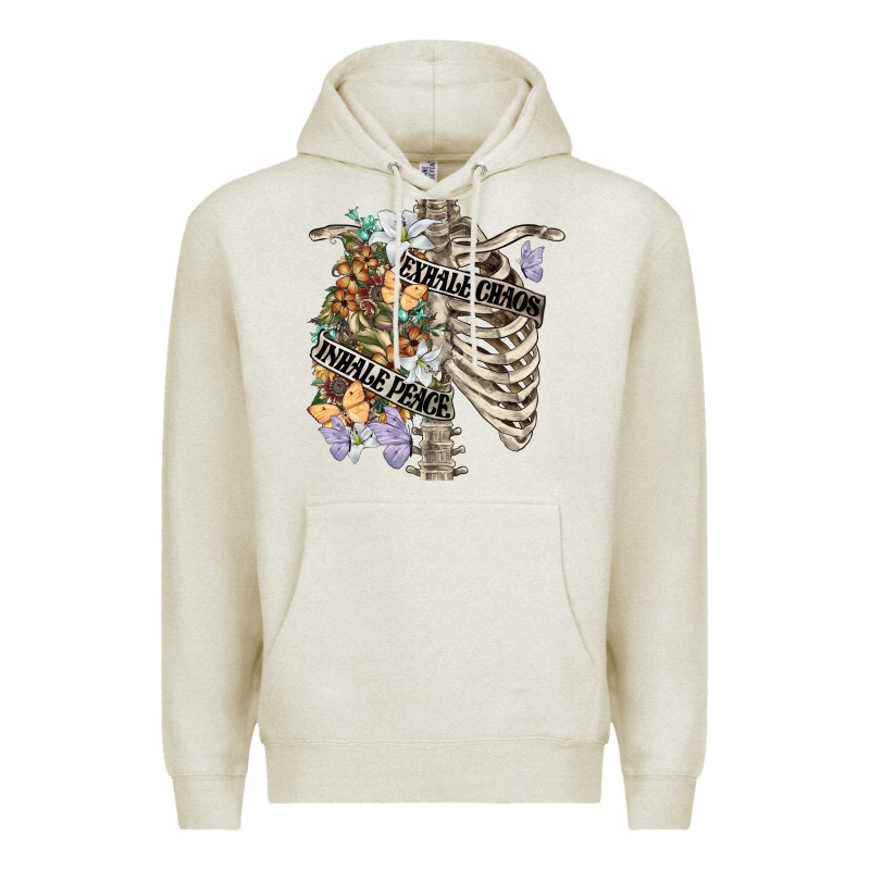 Inhale Peace Exhale Chaos Chest Premium Hoodie by FaDigitalArtStudio | Teevron