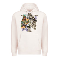 Pale Pink inhale peace exhale chaos chest Premium Hoodie - FaDigitalArtStudio
