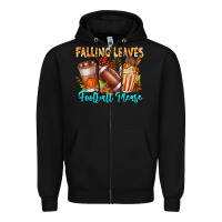 Black Falling Leaves Football Please Zipper Hoodie - CowhideDigitalArt