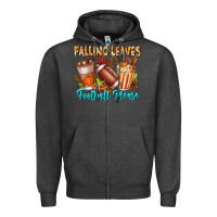 Charcoal Heather Falling Leaves Football Please Zipper Hoodie - CowhideDigitalArt