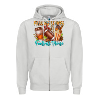 Dove Grey Falling Leaves Football Please Zipper Hoodie - CowhideDigitalArt