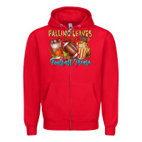 Red Falling Leaves Football Please Zipper Hoodie - CowhideDigitalArt