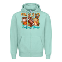Seafoam Falling Leaves Football Please Zipper Hoodie - CowhideDigitalArt