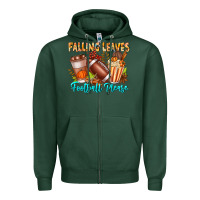 Sports Green Falling Leaves Football Please Zipper Hoodie - CowhideDigitalArt