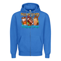 True Royal Falling Leaves Football Please Zipper Hoodie - CowhideDigitalArt