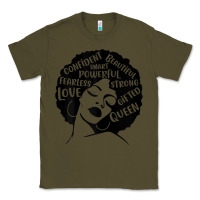 Army Green Womens Strong Black Woman Afro Message Classic Tee - lanVoArt
