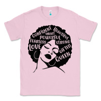 Bubblegum Pink Womens Strong Black Woman Afro Message Classic Tee - lanVoArt