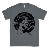 Charcoal Heather Womens Strong Black Woman Afro Message Classic Tee - lanVoArt