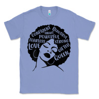 Colony Blue Womens Strong Black Woman Afro Message Classic Tee - lanVoArt