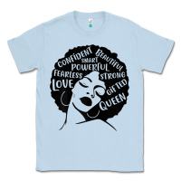 Dusty Blue Womens Strong Black Woman Afro Message Classic Tee - lanVoArt