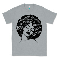 Heather Grey Womens Strong Black Woman Afro Message Classic Tee - lanVoArt
