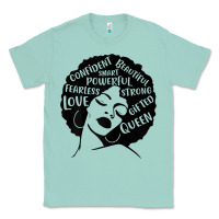Seafoam Womens Strong Black Woman Afro Message Classic Tee - lanVoArt