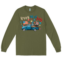 Army Green happy 4th of july gnome truck Long Sleeve Tee - CowGirlArtShop