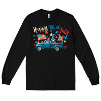 Black happy 4th of july gnome truck Long Sleeve Tee - CowGirlArtShop