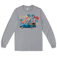 Heather Grey happy 4th of july gnome truck Long Sleeve Tee - CowGirlArtShop