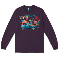 Plum happy 4th of july gnome truck Long Sleeve Tee - CowGirlArtShop