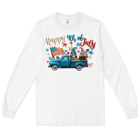 White happy 4th of july gnome truck Long Sleeve Tee - CowGirlArtShop
