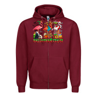 Burgundy happy hallothanksmas flamingo Zipper Hoodie - CowhideDigitalArt