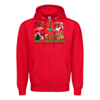 Red happy hallothanksmas flamingo Zipper Hoodie - CowhideDigitalArt