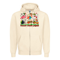 Sandshell happy hallothanksmas flamingo Zipper Hoodie - CowhideDigitalArt