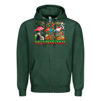 Sports Green happy hallothanksmas flamingo Zipper Hoodie - CowhideDigitalArt