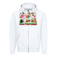 White happy hallothanksmas flamingo Zipper Hoodie - CowhideDigitalArt