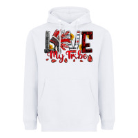 White red black grey white love my tribe indian headdres Heavyweight Hoodie - Artiststas