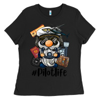 Black pilot life gnome Ladies Tee - BarkalooDesign