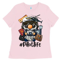 Bubblegum Pink pilot life gnome Ladies Tee - BarkalooDesign