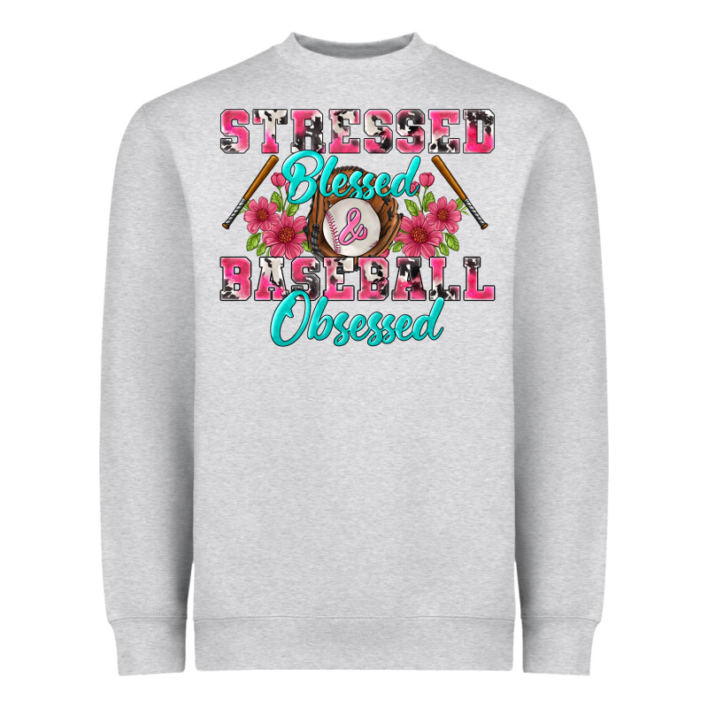 Stressed Blessed & Baseball Obsessed Heavyweight Sweatshirt by BundleAndBundleShop | Teevron