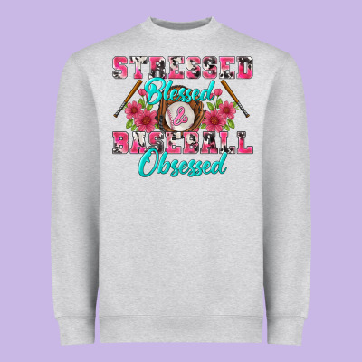 Stressed Blessed & Baseball Obsessed Heavyweight Sweatshirt Designed By Bundleandbundleshop
