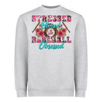 Heather Grey stressed blessed & baseball obsessed Heavyweight Sweatshirt - BundleAndBundleShop