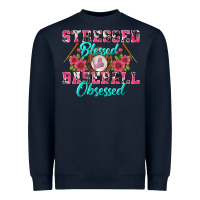 Navy stressed blessed & baseball obsessed Heavyweight Sweatshirt - BundleAndBundleShop
