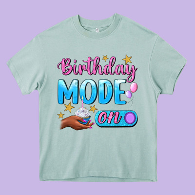 Birthday Mode On Heavy Core Tee Designed By Bundleandbundleshop