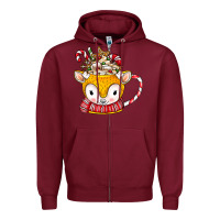 Burgundy coffee cups animal Zipper Hoodie - CowhideDigitalArt