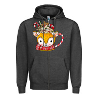 Charcoal Heather coffee cups animal Zipper Hoodie - CowhideDigitalArt