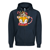 Navy coffee cups animal Zipper Hoodie - CowhideDigitalArt